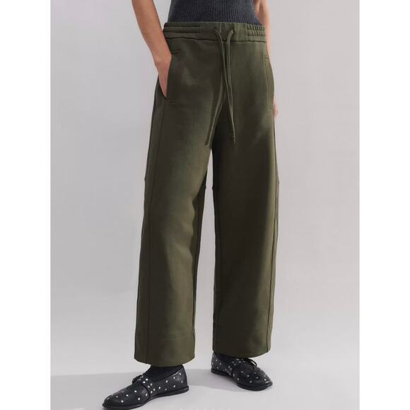 New ME+EM Sweatshirting Joggers Autumn Olive Green Size 2 Extreme Tapered Pants - Picture 1 of 16
